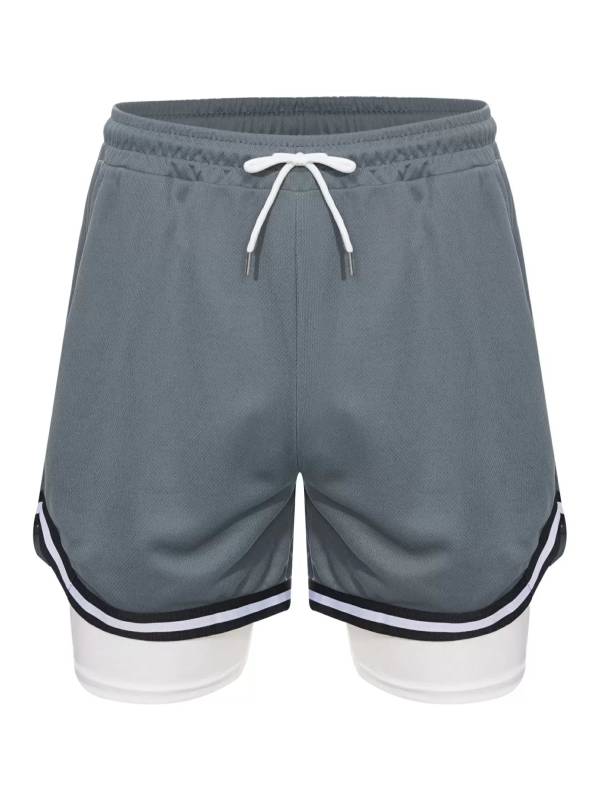 Kids Boys Built-in Leggings Sport Shorts Drawstring Training Shorts thumb