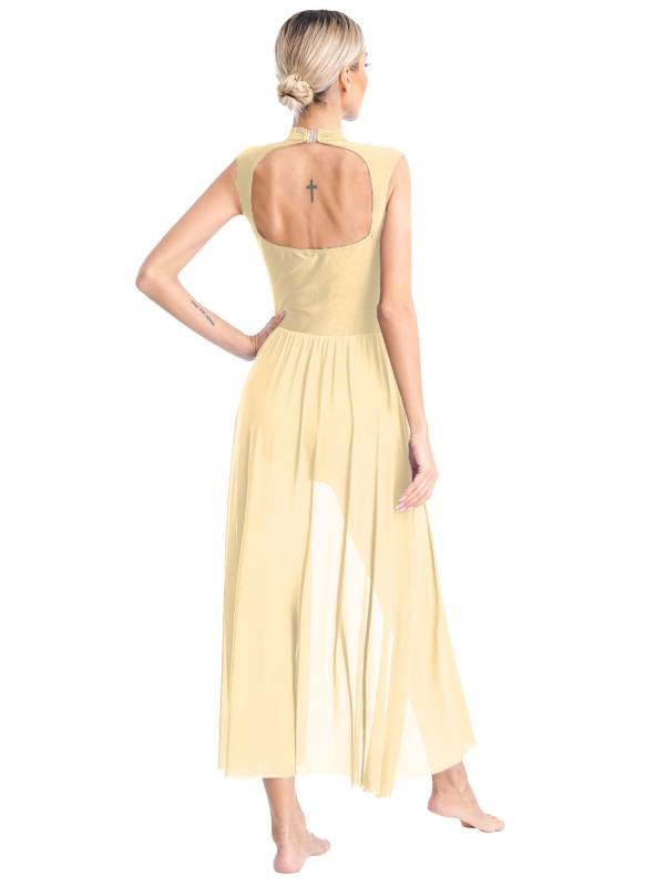 Women Sleeveless Floral Lace Lyrical Dance Leotard Dresses thumb
