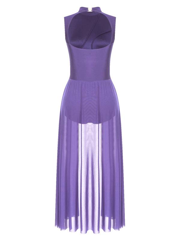 Women Sleeveless Floral Lace Lyrical Dance Leotard Dresses thumb