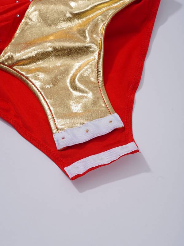 Kids Girls Sleeveless Metallic Shiny Rhinestones Gymnastics Leotard thumb