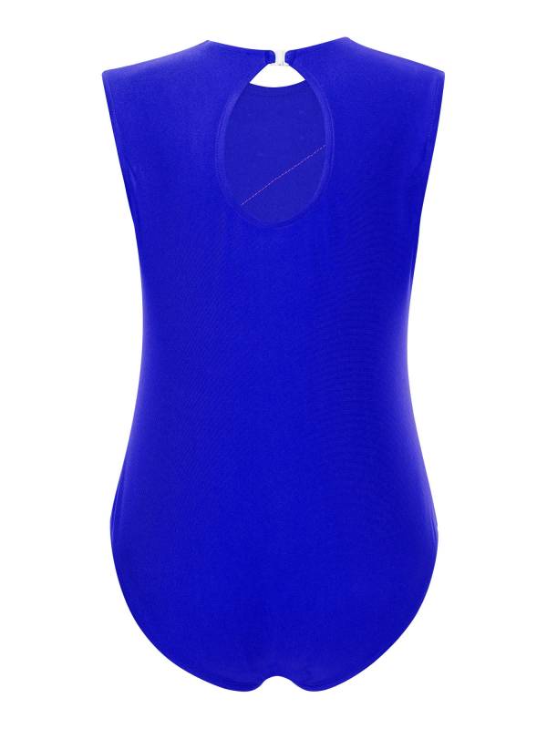 Kids Girls Sleeveless Metallic Shiny Rhinestones Gymnastics Leotard thumb