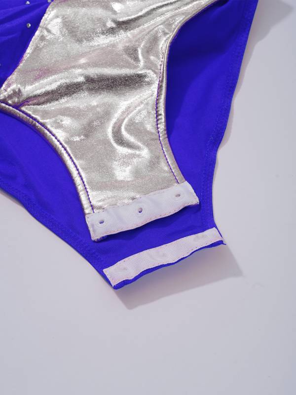 Kids Girls Sleeveless Metallic Shiny Rhinestones Gymnastics Leotard thumb