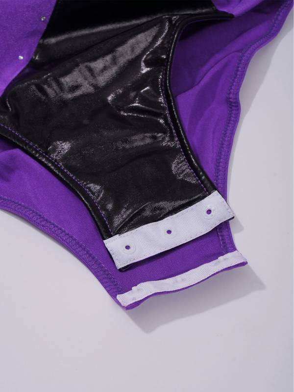 Kids Girls Sleeveless Metallic Shiny Rhinestones Gymnastics Leotard thumb
