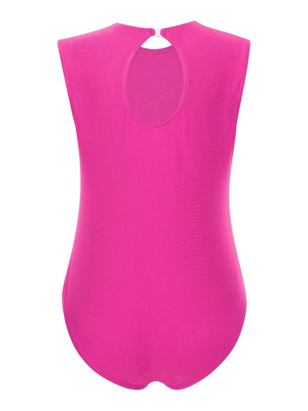 Kids Girls Sleeveless Metallic Shiny Rhinestones Gymnastics Leotard thumb