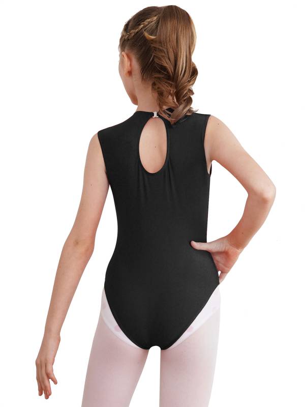 Kids Girls Sleeveless Metallic Shiny Rhinestones Gymnastics Leotard thumb