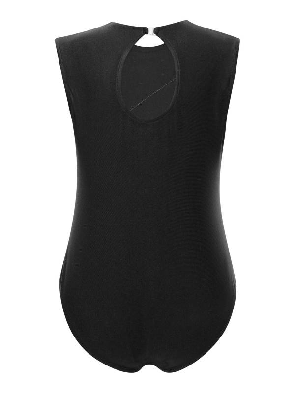 Kids Girls Sleeveless Metallic Shiny Rhinestones Gymnastics Leotard thumb