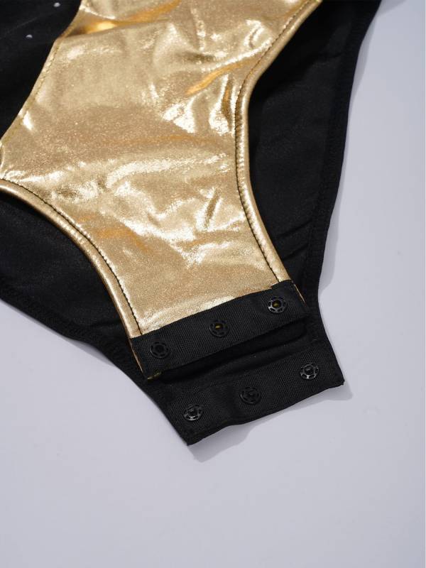 Kids Girls Sleeveless Metallic Shiny Rhinestones Gymnastics Leotard thumb