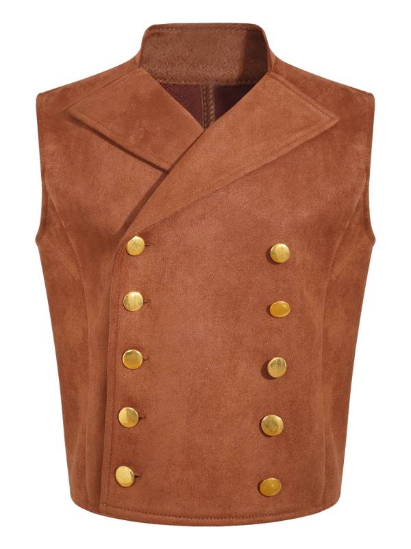 Boys Medieval Vintage Double Breasted Gothic Steampunk Waistcoat thumb