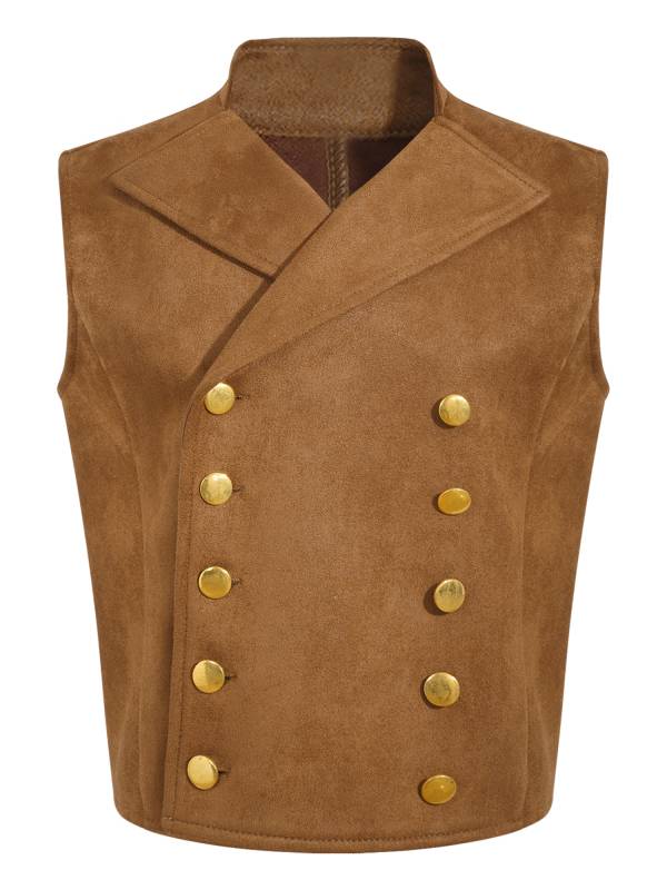 Boys Medieval Vintage Double Breasted Gothic Steampunk Waistcoat thumb