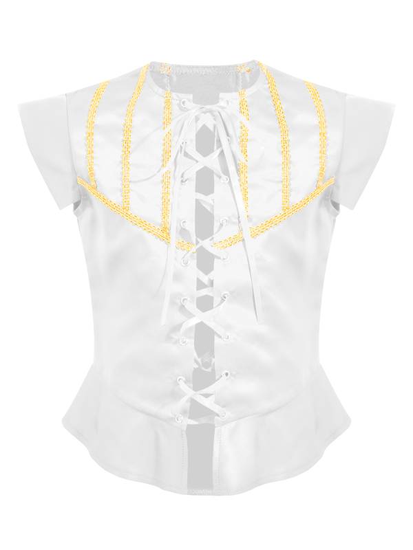 Kids Boys Medieval Renaissance Steampunk Costume Short Sleeve Lace-up Vest thumb