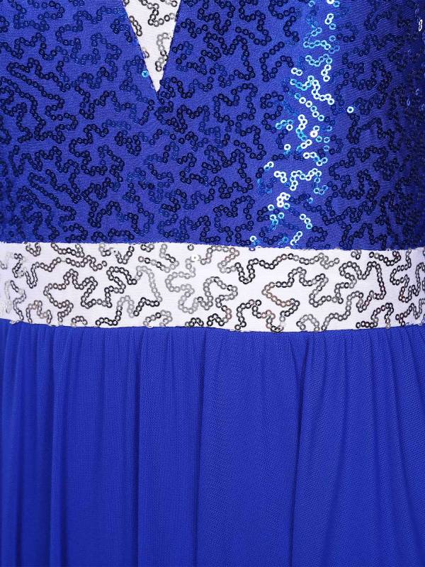 Women Sparkly Sequins Long Sleeve Lyrical Dance Dress thumb