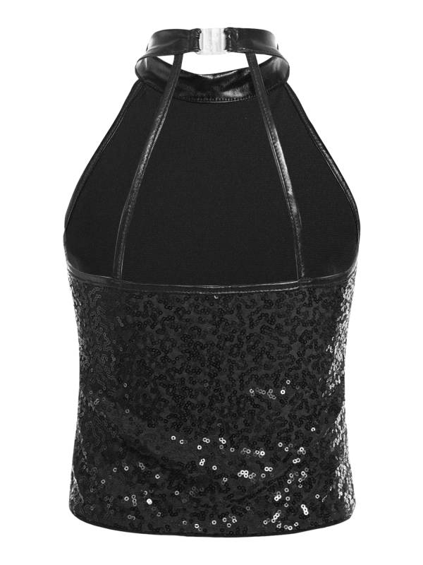 Kids Girls Sequin Sleeveless Jazz Dance Crop Top thumb