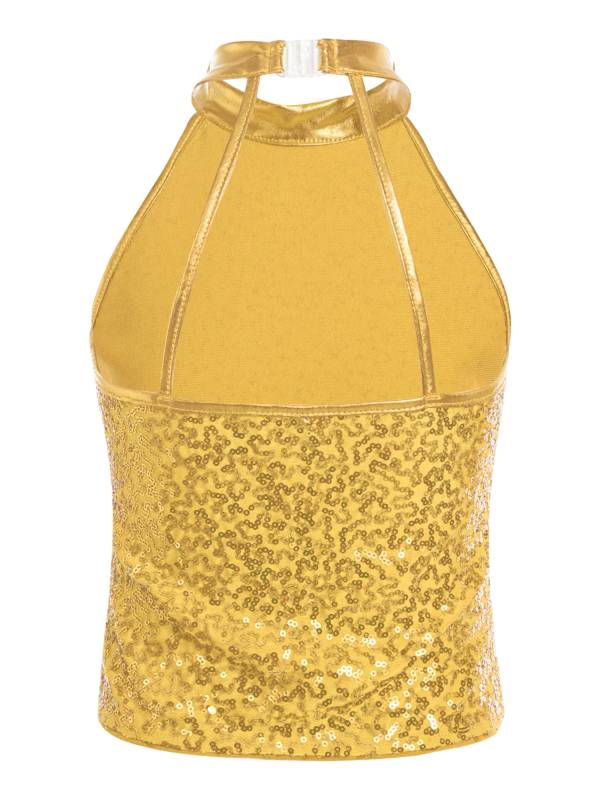 Kids Girls Sequin Sleeveless Jazz Dance Crop Top thumb