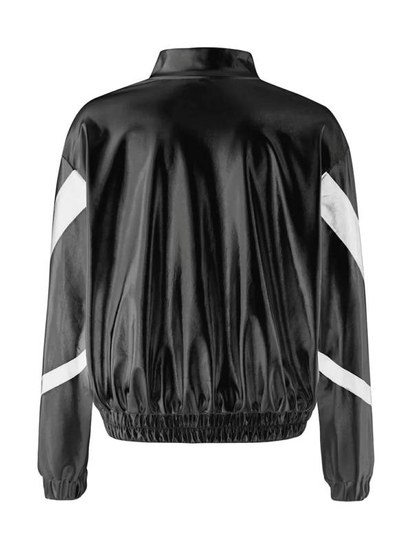 Kids Girls Metallic Glossy Zipper Jacket Coat thumb