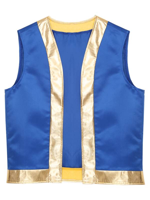 Men Halloween Open Front Metallic Cartoon Captain Cosplay Waistcoat thumb