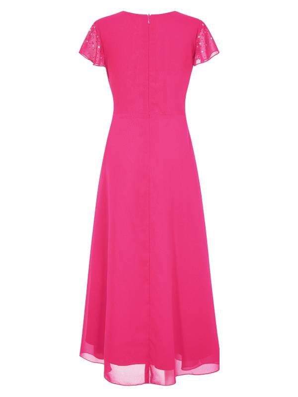 Kid Girl Sparkly Rhinestone Cap Sleeve Chiffon Junior Bridesmaid Dress thumb