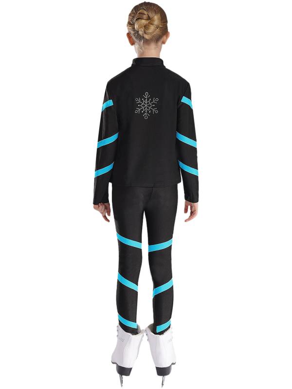 Kids Girls 2pcs Stripe Long Sleeve Zipper Sweatshirt and Leggings Sports Set thumb