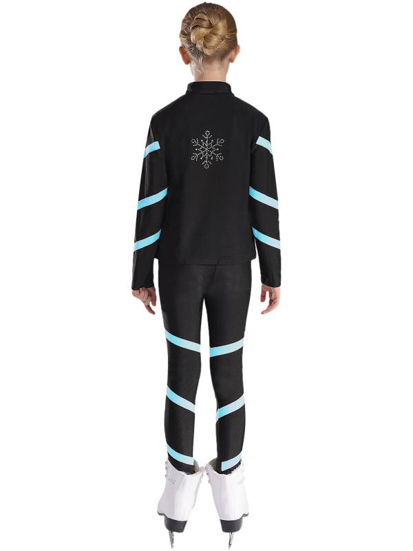 Kids Girls 2pcs Stripe Long Sleeve Zipper Sweatshirt and Leggings Sports Set thumb