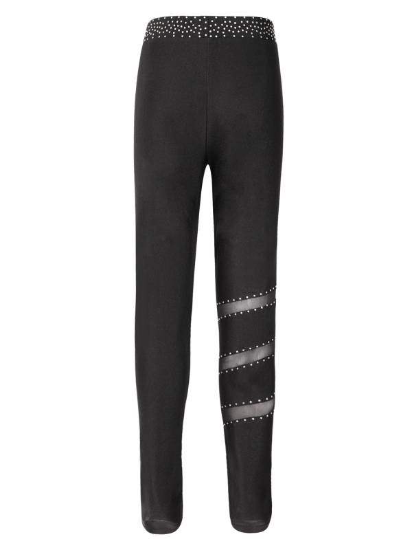 Kids Girls Figure Skating Pants Rhinestones Gym Leggings thumb