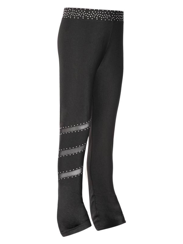 Kids Girls Figure Skating Pants Rhinestones Gym Leggings thumb