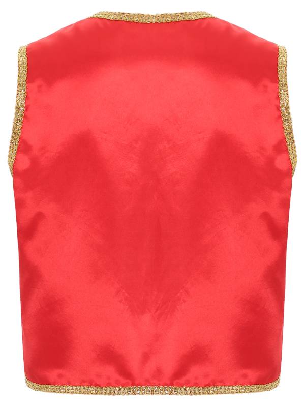 Men Halloween Sleeveless Satin Vest Arabian Prince Cosplay Costume thumb