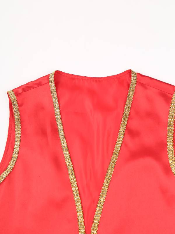 Men Halloween Sleeveless Satin Vest Arabian Prince Cosplay Costume thumb
