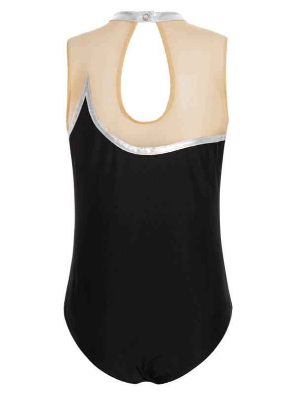 Kids Girls Metallic Striped Gymnastics Leotard thumb