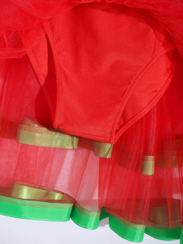 Kids Girls Christmas Sleeveless Halter Neck Sequins Stripes Ball Gown Tutu Dress thumb
