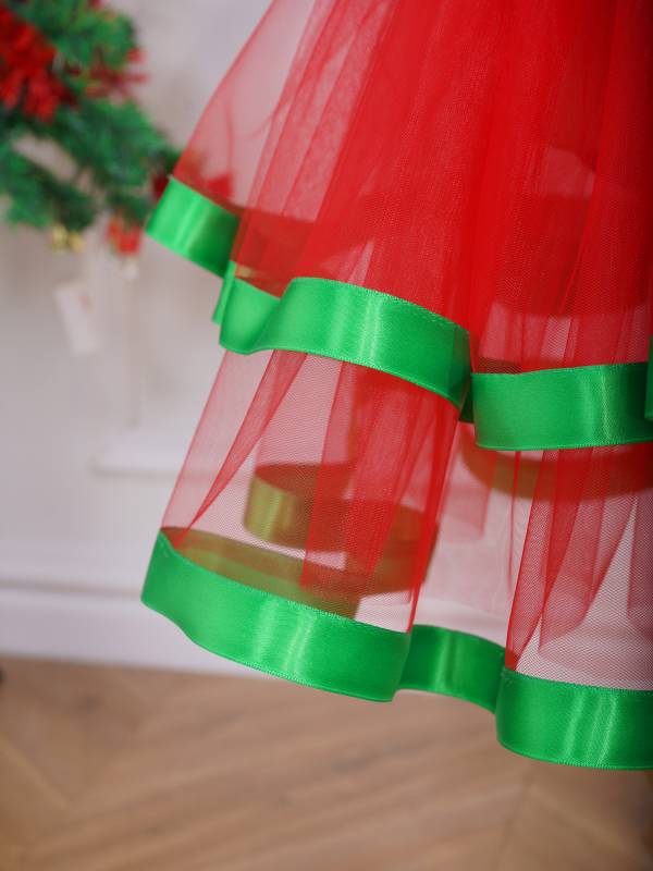 Kids Girls Christmas Sleeveless Halter Neck Sequins Stripes Ball Gown Tutu Dress thumb