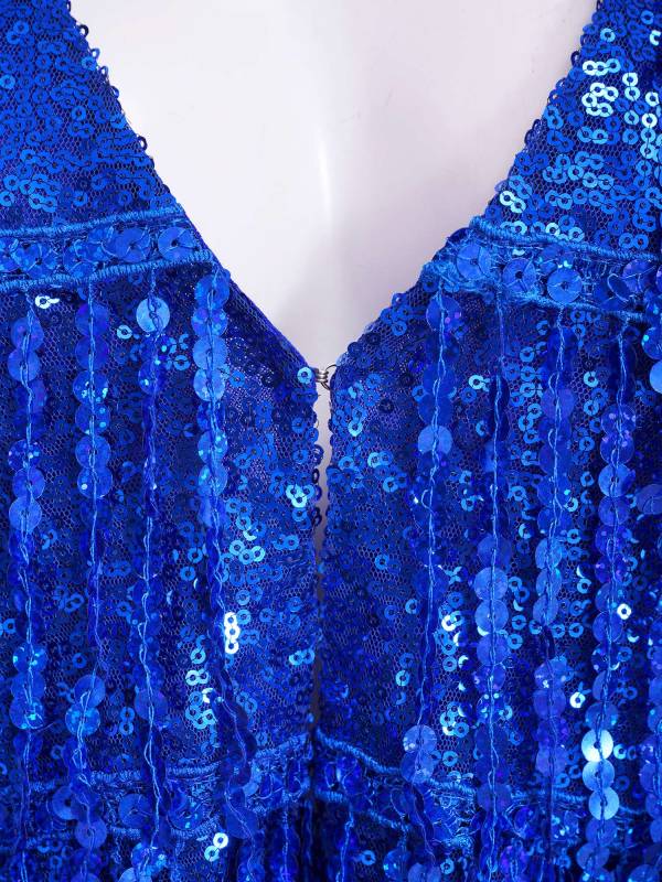 Women Allover Sequin Tassel Open Front Party Vest Waistcoat thumb