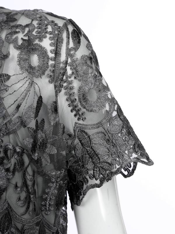 Women Embroidered Lace Mother of Bride Fishtail Dress thumb