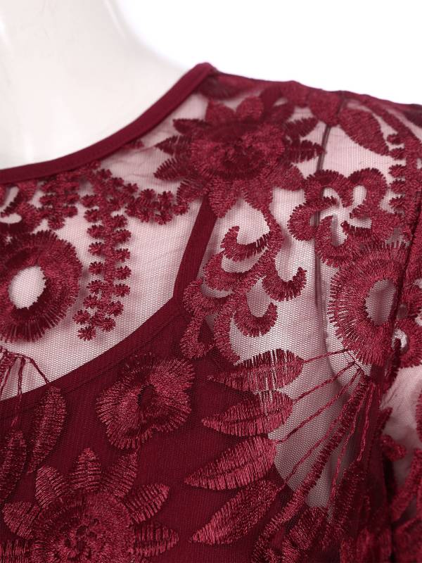 Women Embroidered Lace Mother of Bride Fishtail Dress thumb