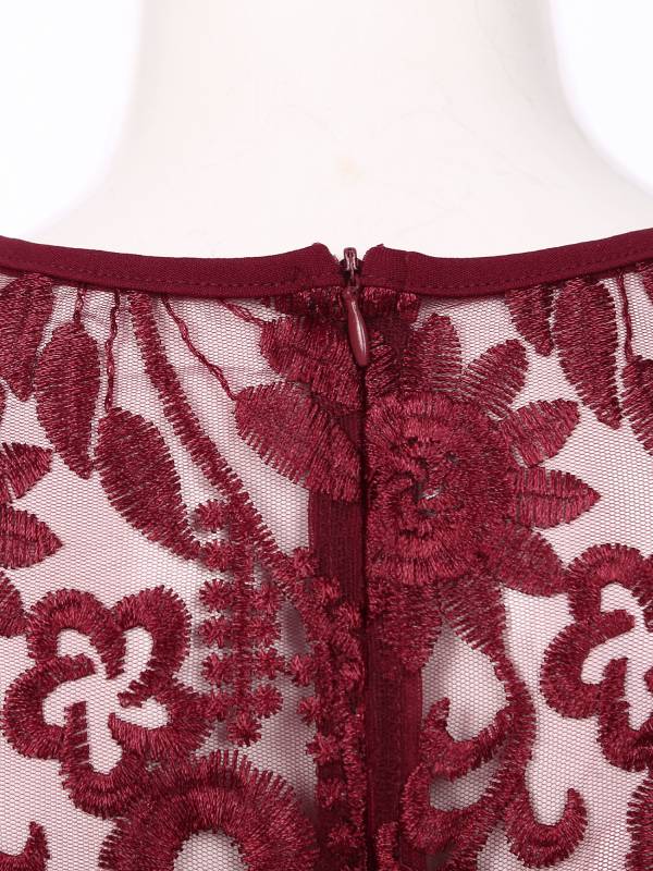 Women Embroidered Lace Mother of Bride Fishtail Dress thumb