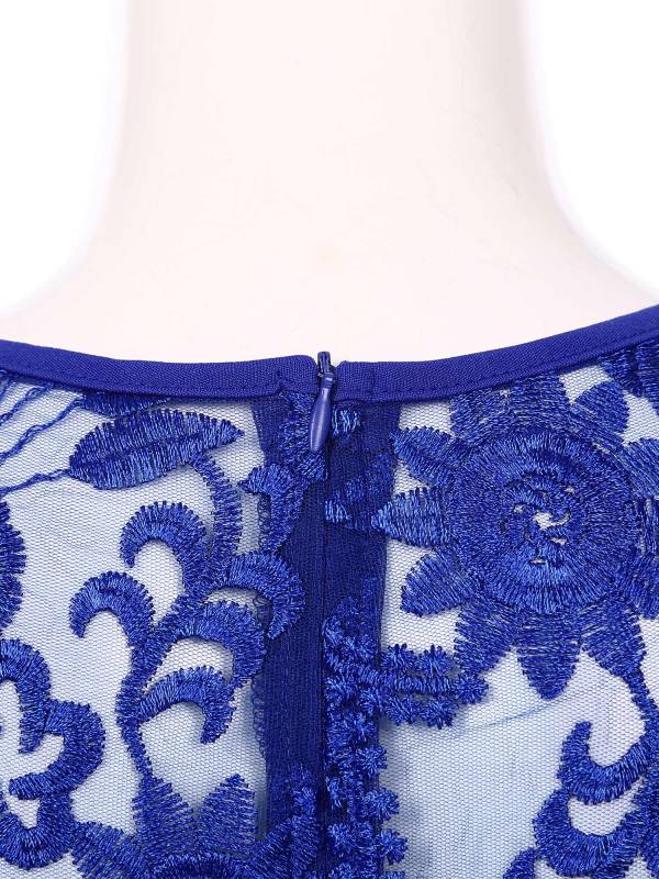 Women Embroidered Lace Mother of Bride Fishtail Dress thumb