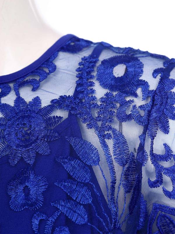 Women Embroidered Lace Mother of Bride Fishtail Dress thumb