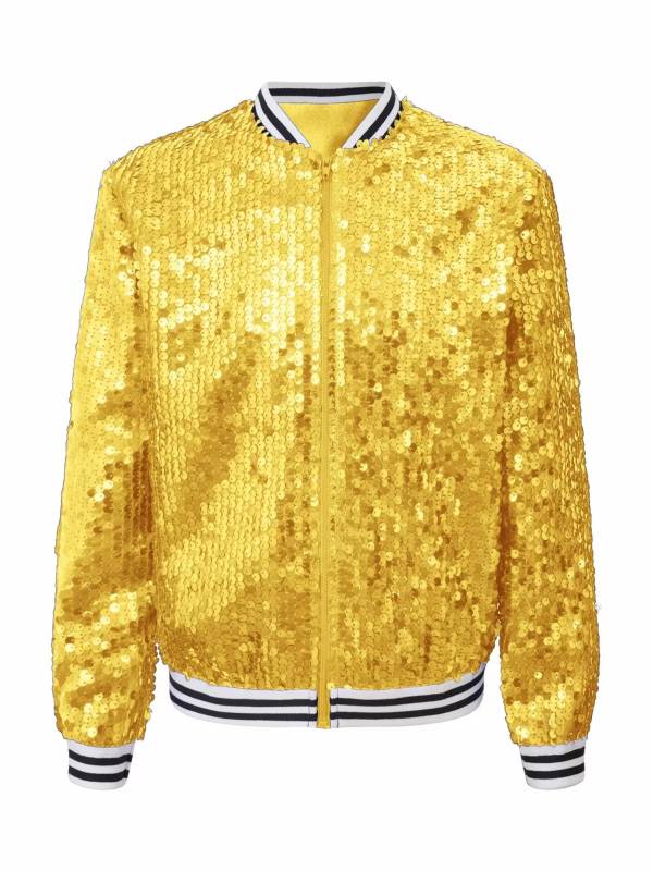 Kids Girls Sequin Baseball Jackets Coat Zip Up Outerwear thumb