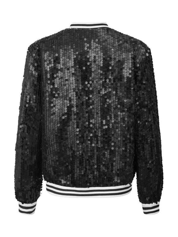 Kids Girls Sequin Baseball Jackets Coat Zip Up Outerwear thumb