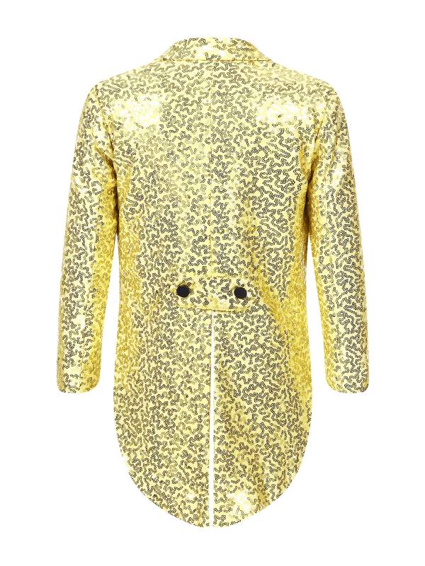 Kids Boys Full Sequin Tailcoat Lapel Open Front Blazer thumb