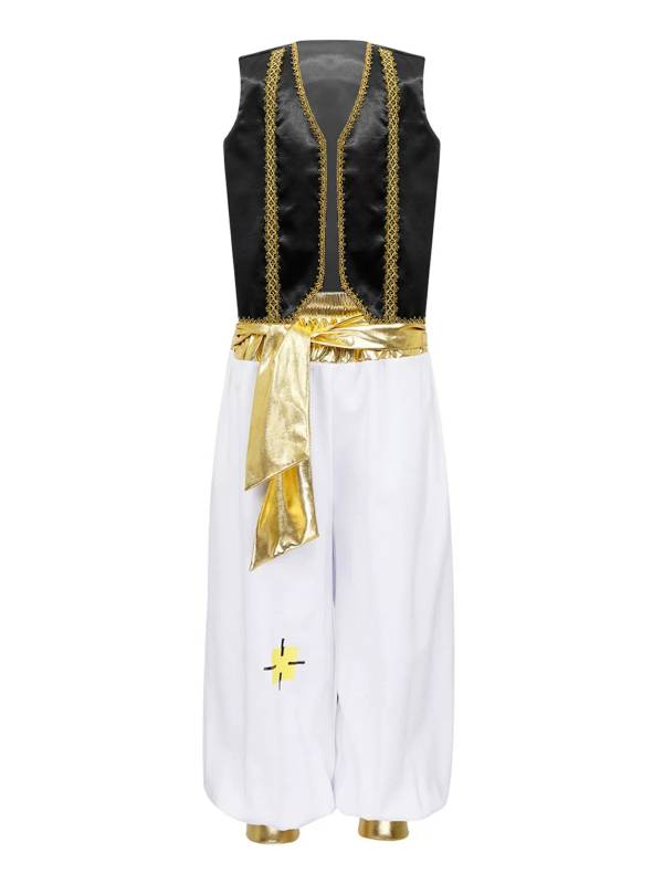 Kids Boys Sleeveless Waistcoat with Pants Arabian Prince Costume Set thumb