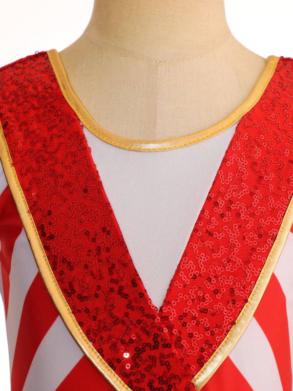 Kids Girls Christmas Sleeveless Stripes Sequins Bodysuit thumb