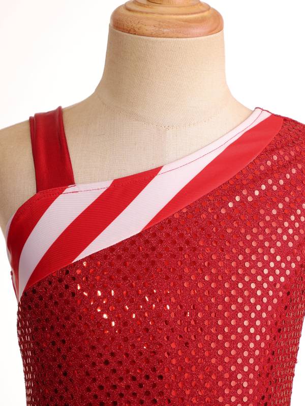 Kids Girls Christmas Sleeveless Sequins Dance Leotard Dress thumb