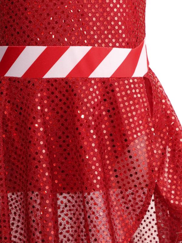 Kids Girls Christmas Sleeveless Sequins Dance Leotard Dress thumb