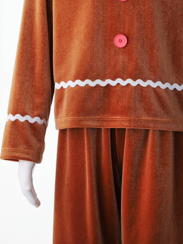 Kids 2pcs Velvet Long Sleeve Top and Pants Gingerbread Man Costume Suit thumb