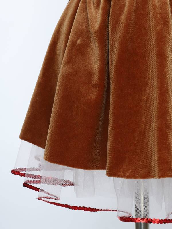 Kids Girls Christmas Gingerbread Man Sleeveless Velvet Tutu Dress thumb