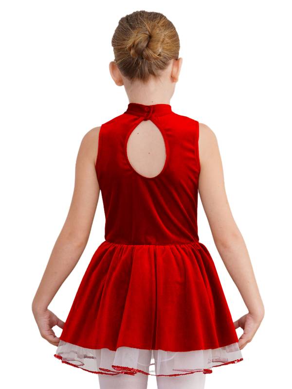Kids Girls Christmas Gingerbread Man Sleeveless Velvet Tutu Dress thumb