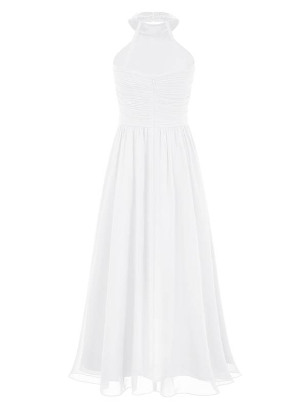 Kids Girls Chiffon Sequin Sleeveless Ruched Bodice Maxi Prom Dress thumb