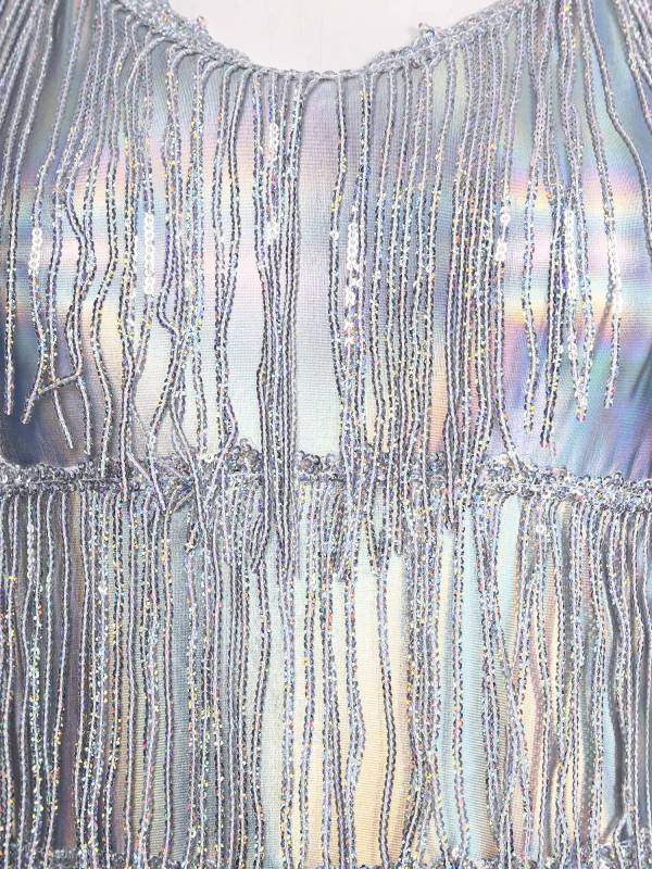 Women Sequin Halter Neck Backless Tassel Romper for Latin Dance Cocktail thumb
