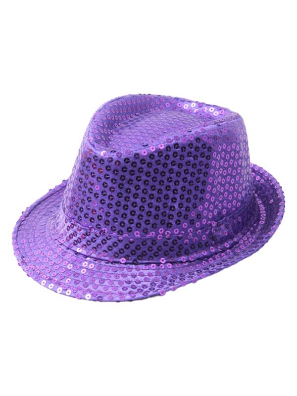 Kids Solid Sequins Fedora Hat for Party thumb