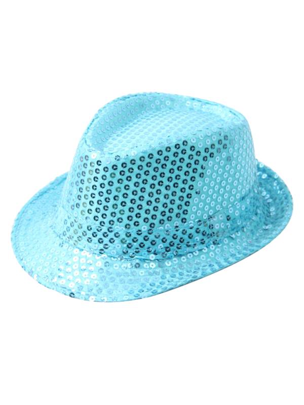 Kids Solid Sequins Fedora Hat for Party thumb