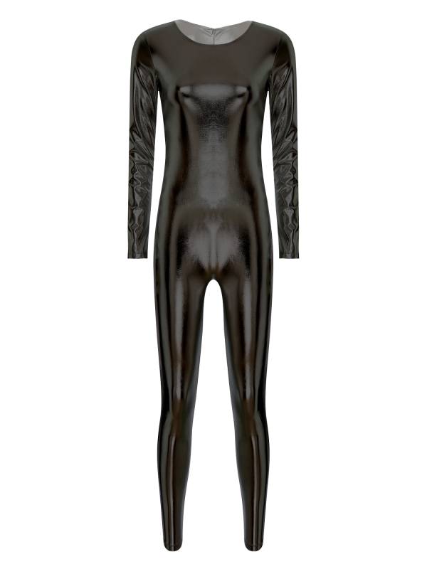 Women Long Sleeve Metallic Slim Fit Full Body Jumpsuit thumb